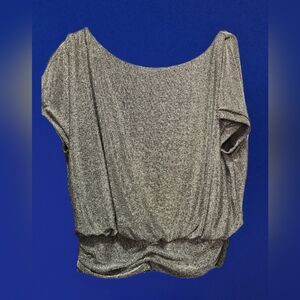 NWT Express Black/ Silver Metallic Wide Neck Banded Waist - Large